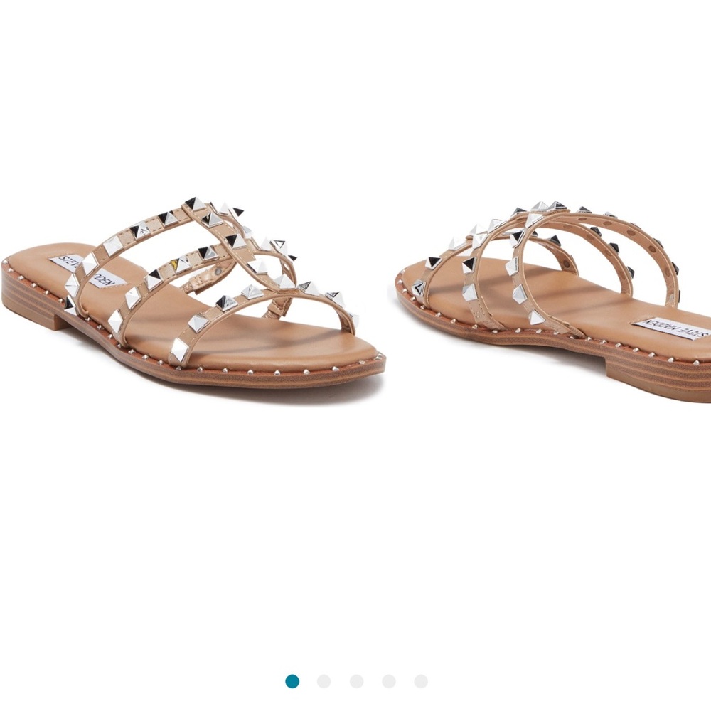 Steve Madden Tan Silver Studded Sandals. Size 6.5